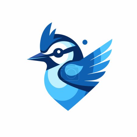 Téléchargez les illustrations : Oiseau bleu avec des ailes en forme de coeur. Modèle de conception de logo vectoriel. - en licence libre de droit