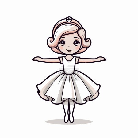 Téléchargez les illustrations : Jolie ballerine en tutu blanc. Illustration vectorielle. - en licence libre de droit