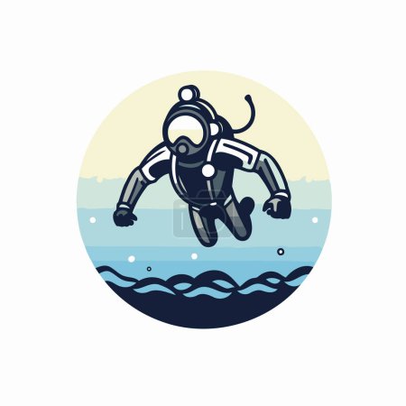 Illustration for Scuba diving icon. Vector illustration of diver diving in the sea. - Royalty Free Image