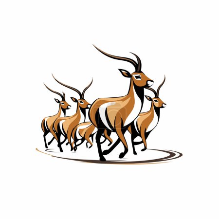 Téléchargez les illustrations : Logo vectoriel de famille de cerfs sur fond blanc pour la conception de votre site Web - en licence libre de droit