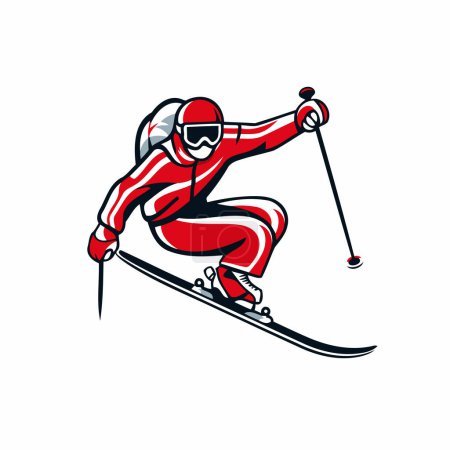 Téléchargez les illustrations : Je skie. skieur. sport d'hiver. illustration vectorielle. - en licence libre de droit