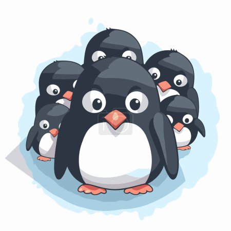 Illustration for Cute penguin family on a white background. Vector illustration. - Royalty Free Image