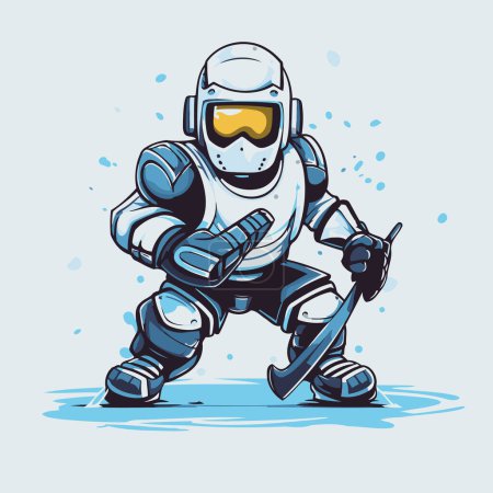 Illustration for Astronaut with skates. Vector illustration in cartoon style. - Royalty Free Image