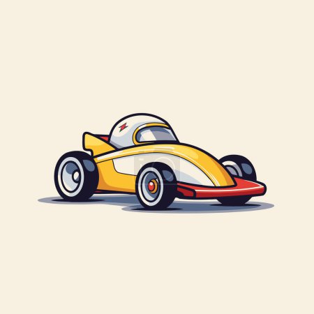 Téléchargez les illustrations : Cartoon voiture de course sur un fond blanc. Illustration vectorielle. Eps 10 - en licence libre de droit