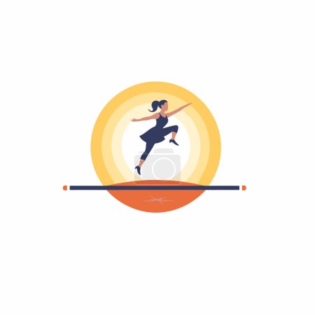 Illustration for Ballerina flat color vector icon. Ballerina in dance class. - Royalty Free Image