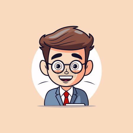 Illustration for Businessman character design. Vector illustration in flat cartoon style. Smiling businessman. - Royalty Free Image
