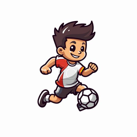 Illustration for Cartoon soccer player running with ball isolated on white background. Vector illustration - Royalty Free Image
