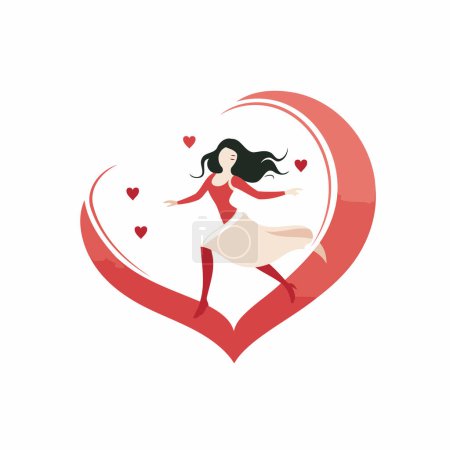 Illustration for Beautiful girl dancing in the form of a heart. Vector illustration. - Royalty Free Image