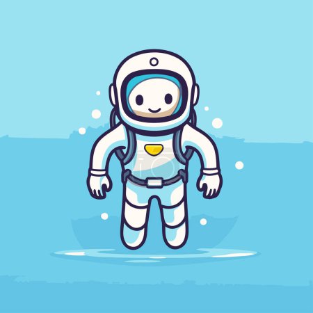 Illustration for Astronaut in spacesuit floating on water. vector illustration. - Royalty Free Image
