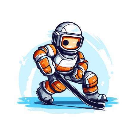 Ilustración de Astronauta en traje espacial en patines. Ilustración vectorial. - Imagen libre de derechos