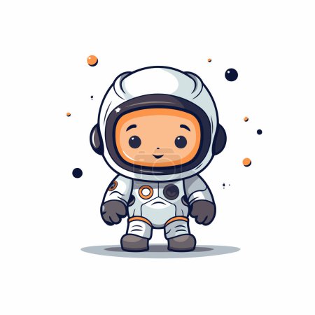Téléchargez les illustrations : Mignon astronaute avec combinaison spatiale sur fond blanc. Illustration vectorielle. - en licence libre de droit