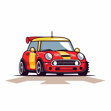 Téléchargez les illustrations : Illustration d'une voiture rouge sur fond blanc. Illustration vectorielle - en licence libre de droit