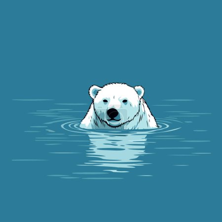 Ilustración de Oso polar nadando en el agua. Ilustración vectorial en estilo de dibujos animados. - Imagen libre de derechos