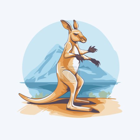 Illustration for Kangaroo on the beach. Cartoon style. Vector illustration. - Royalty Free Image