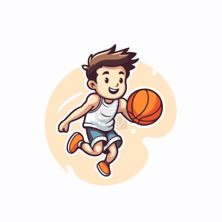Illustration for Basketball player cartoon mascot. Vector illustration isolated on white background. - Royalty Free Image