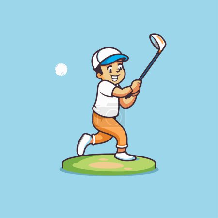 Illustration for Cartoon golfer playing golf. Vector illustration in cartoon style. - Royalty Free Image