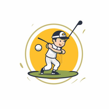 Illustration for Golfer logo design template. Vector illustration of a golfer playing golf - Royalty Free Image