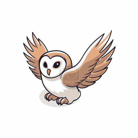 Illustration for Cartoon owl with wings on a white background. Vector illustration. - Royalty Free Image