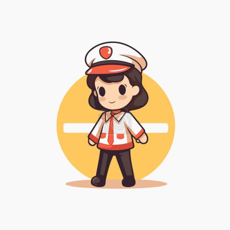 Illustration for Cute Sailor Girl Cartoon Character Vector Illustration. Flat Design Style - Royalty Free Image