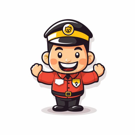 Illustration for Policeman - Cute Cartoon Mascot Character Vector Design - Royalty Free Image