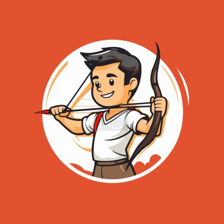 Ilustración de Archer con arco. Ilustración vectorial de un hombre con arco y flecha. - Imagen libre de derechos