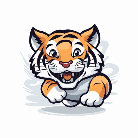 Ilustración de Carácter de la mascota de la historieta del tigre aislado sobre un fondo blanco - Imagen libre de derechos