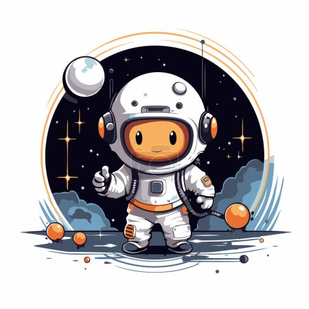 Ilustración de Astronauta en el espacio exterior. Ilustración vectorial sobre fondo blanco. - Imagen libre de derechos