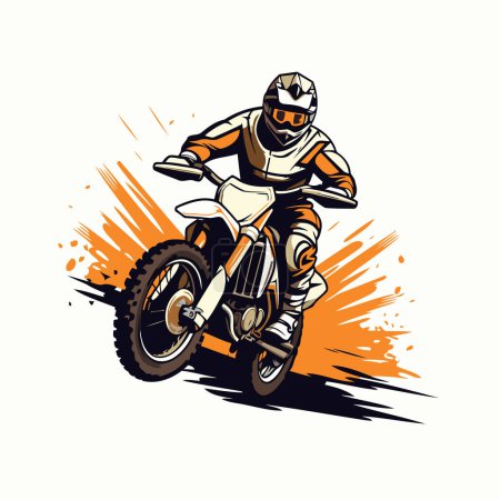 Illustration for Motocross rider in action. vector illustration on a white background. - Royalty Free Image