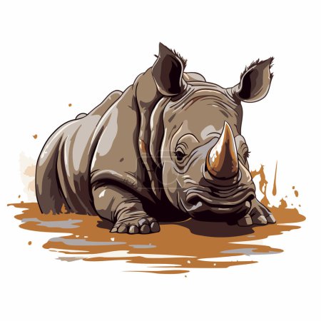 Ilustración de Rinoceronte. ilustración vectorial. aislado sobre fondo blanco. - Imagen libre de derechos