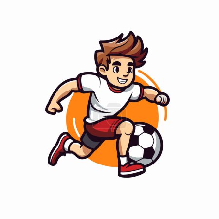 Illustration for Soccer player kicking the ball. Vector illustration on white background. - Royalty Free Image