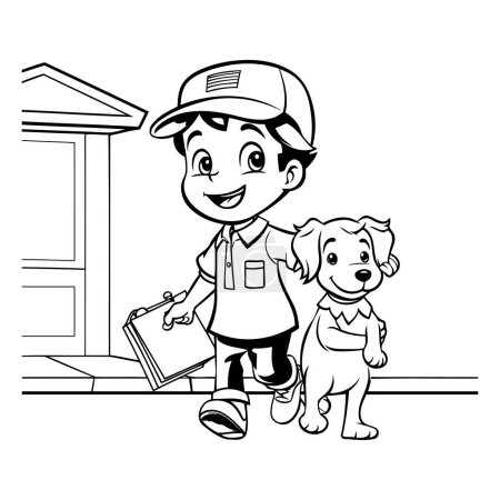 Illustration for Delivery boy with dog and clipboard vector illustration graphic design vector illustration graphic design - Royalty Free Image