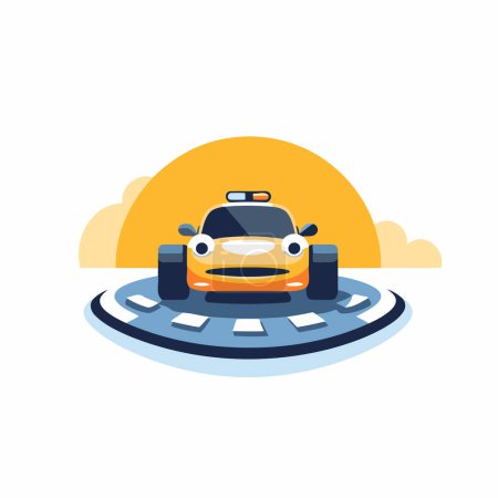 Téléchargez les illustrations : Une icône de taxi. Illustration plate de l'icône vectorielle de taxi pour la conception web - en licence libre de droit