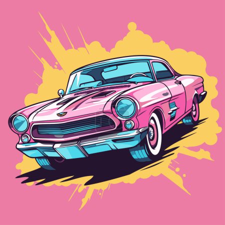 Illustration for Retro car. Vector illustration for your design on grunge background - Royalty Free Image