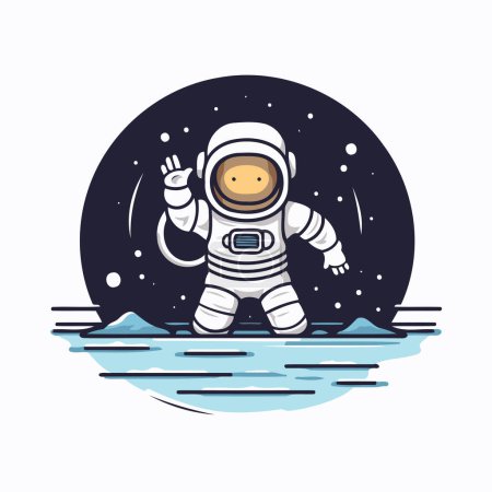 Téléchargez les illustrations : Astronaute dans l'espace. illustration vectorielle. Style design plat. - en licence libre de droit