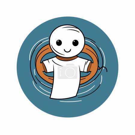 Téléchargez les illustrations : Mignon petit garçon avec t-shirt et bateau vectoriel illustration design - en licence libre de droit
