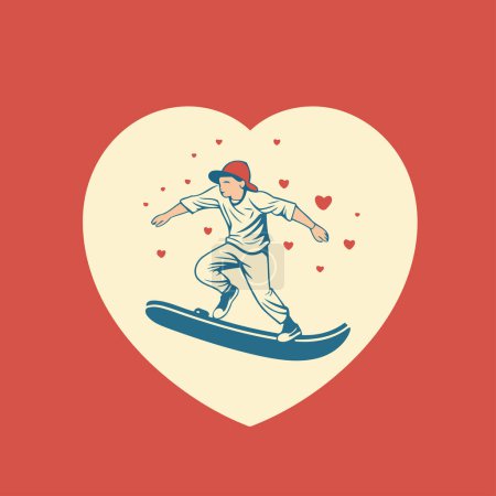 Ilustración de Snowboarder en forma de corazón. Ilustración vectorial. - Imagen libre de derechos