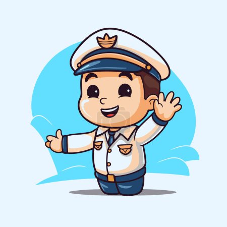Ilustración de Lindo chico marinero personaje de dibujos animados. Ilustración vectorial de un pequeño marinero lindo. - Imagen libre de derechos