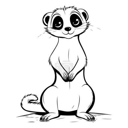 Illustration for Cute Meerkat in black and white. Vector illustration. - Royalty Free Image