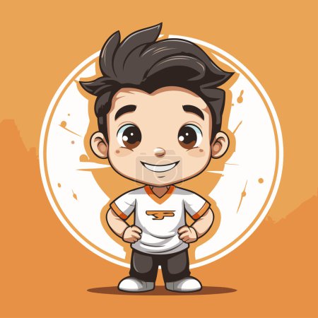 Illustration for Cute boy cartoon character isolated on orange background vector illustration graphic design - Royalty Free Image
