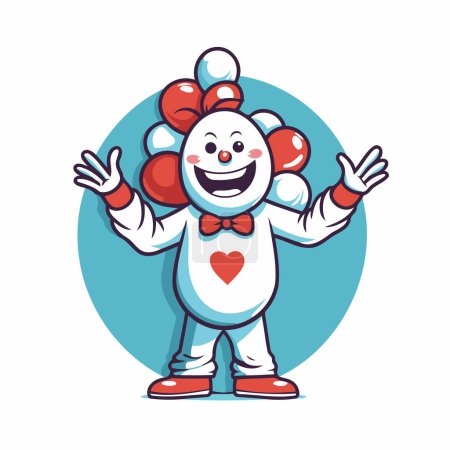 Illustration for Clown with a red heart on his head. Vector illustration. - Royalty Free Image