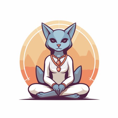Illustration for Kangaroo meditating in the lotus position. Vector illustration. - Royalty Free Image