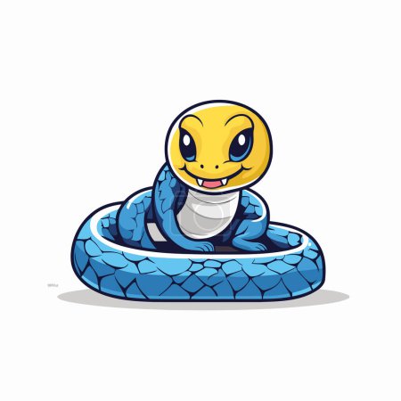 Cute snake cartoon character. Vector illustration. Isolated on white background.