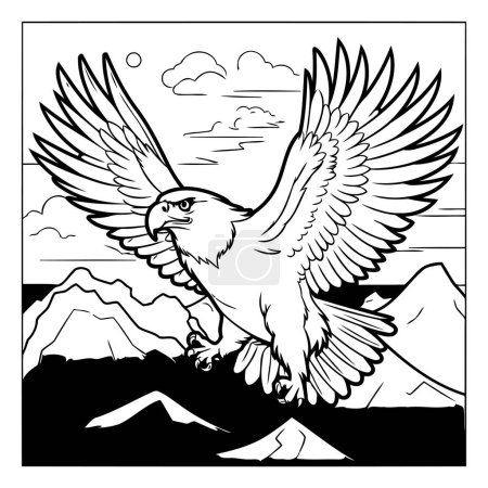 Illustration for Eagle flying in the sky. Vector illustration for coloring book. - Royalty Free Image