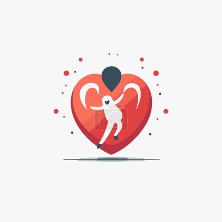 Ilustración de Día de San Valentín fondo abstracto con el corazón y el hombre bailando. Ilustración vectorial. - Imagen libre de derechos