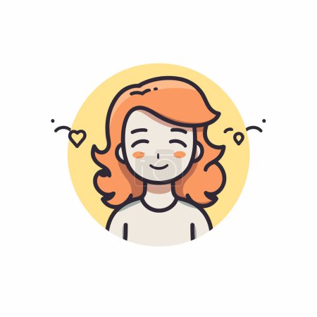 Illustration for Vector illustration of a girl with red hair in a flat style. - Royalty Free Image