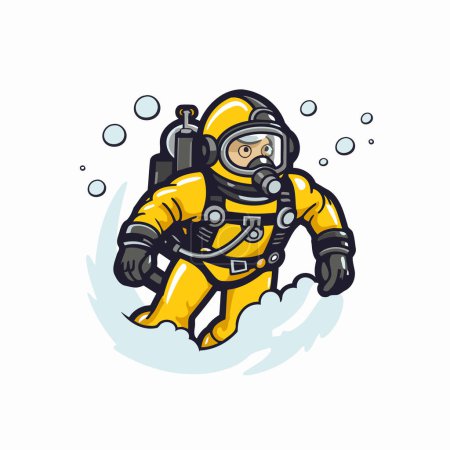 Illustration for Illustration of a diver wearing a diving suit and diving mask. - Royalty Free Image