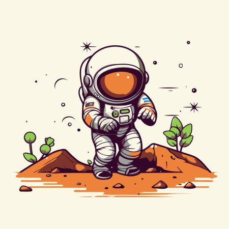 Illustration for Astronaut in the desert. Vector illustration for your design. - Royalty Free Image