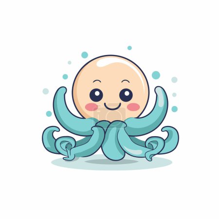 Illustration for Cute cartoon octopus. Vector illustration isolated on white background. - Royalty Free Image
