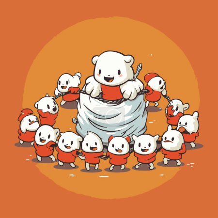 Téléchargez les illustrations : Ours polaire avec groupe d'enfants. illustration vectorielle. eps10 - en licence libre de droit
