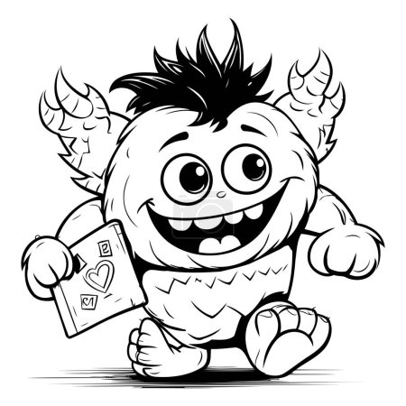 Illustration for Black and White Cartoon Illustration of Devil or Devil Character for Coloring Book - Royalty Free Image